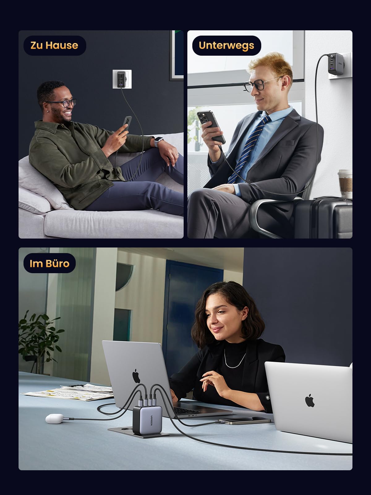 UGREEN Nexode 100W USB C Ladegerät, 4 Ports, GaN Netzteil, Laptop Charger