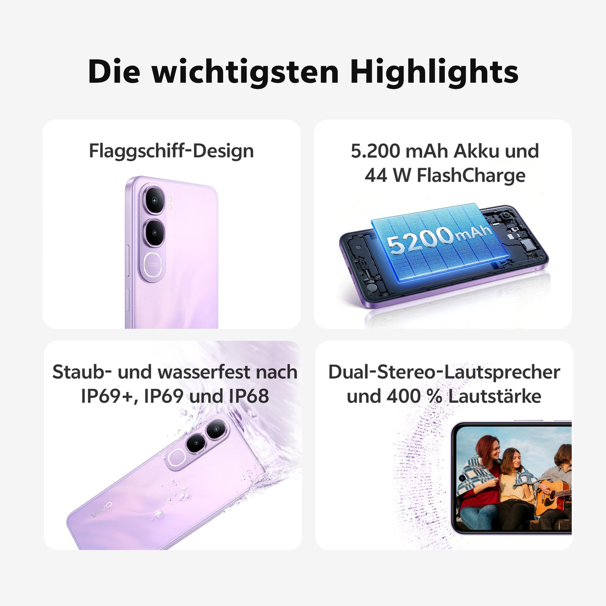 vivo Y21e Smartphone|4GB + 256 GB|50 MP Kamera|5.200 mAh|44W FlashCharge