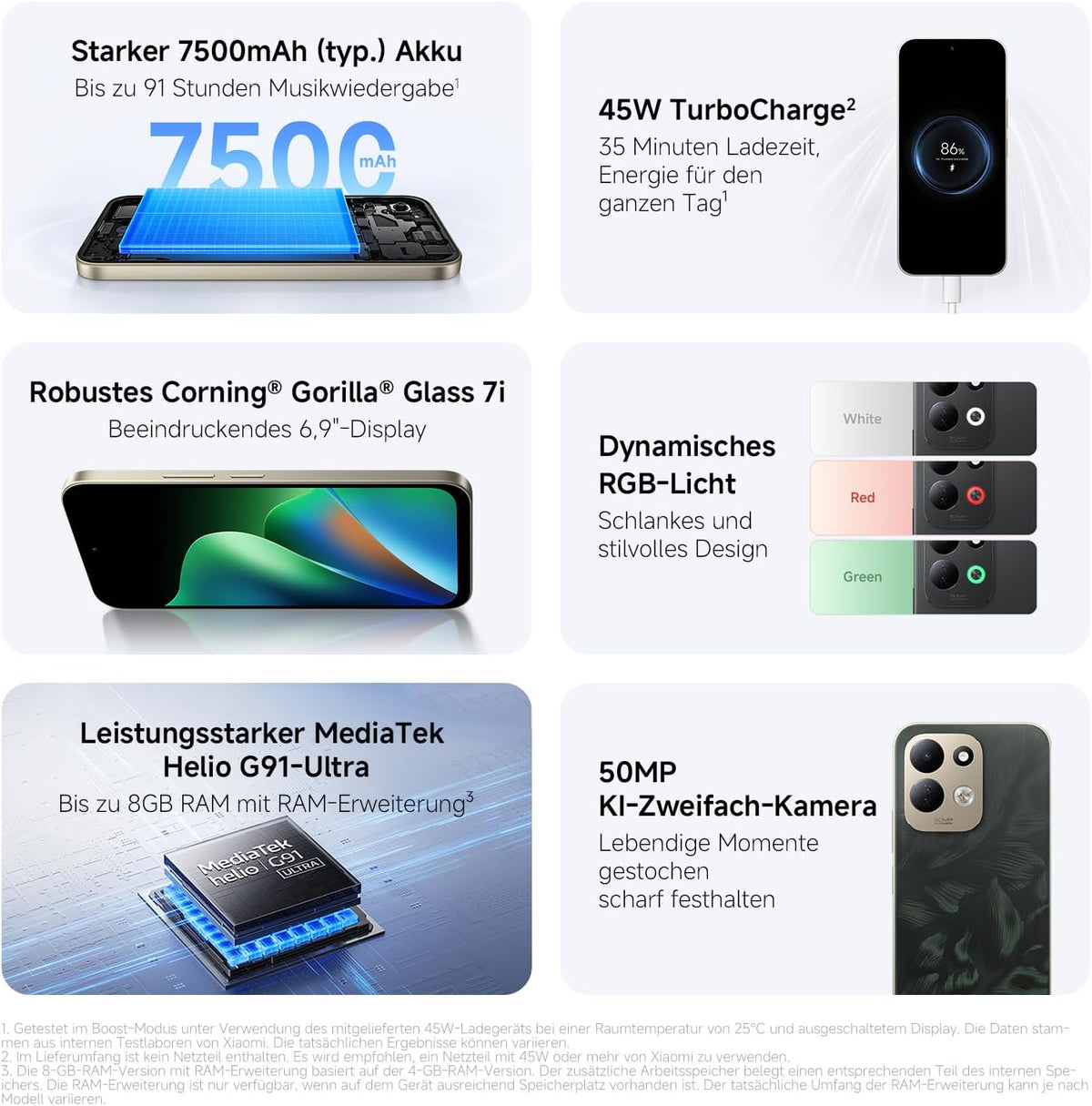 XIAOMI REDMI 17, Smartphone 4+128 GB, Grün, 7500mAh Akku, 45W Laden