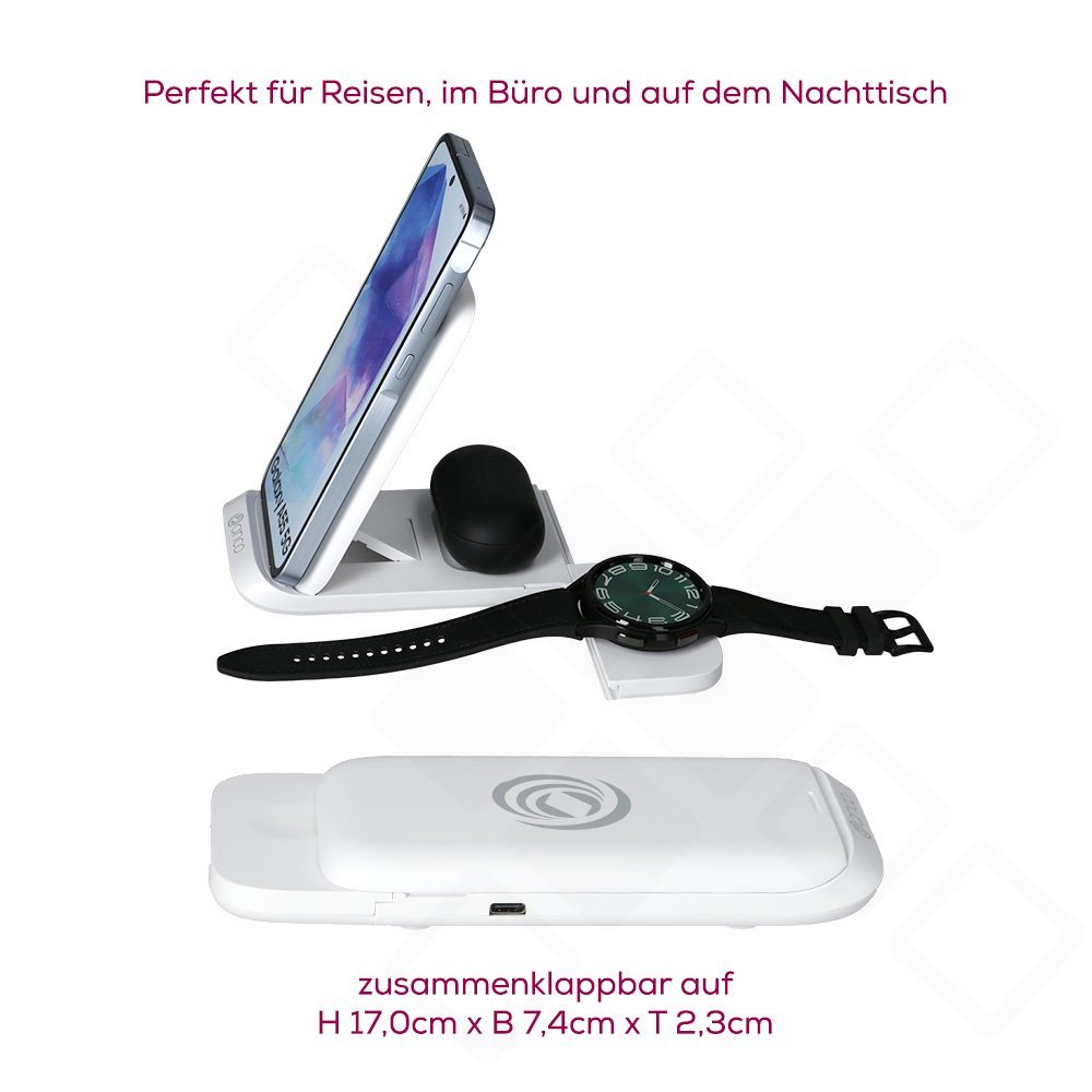 anco 3in1 Wireless Charger 15W – Ladestation für Smartphone, Watch & Kopfhörer