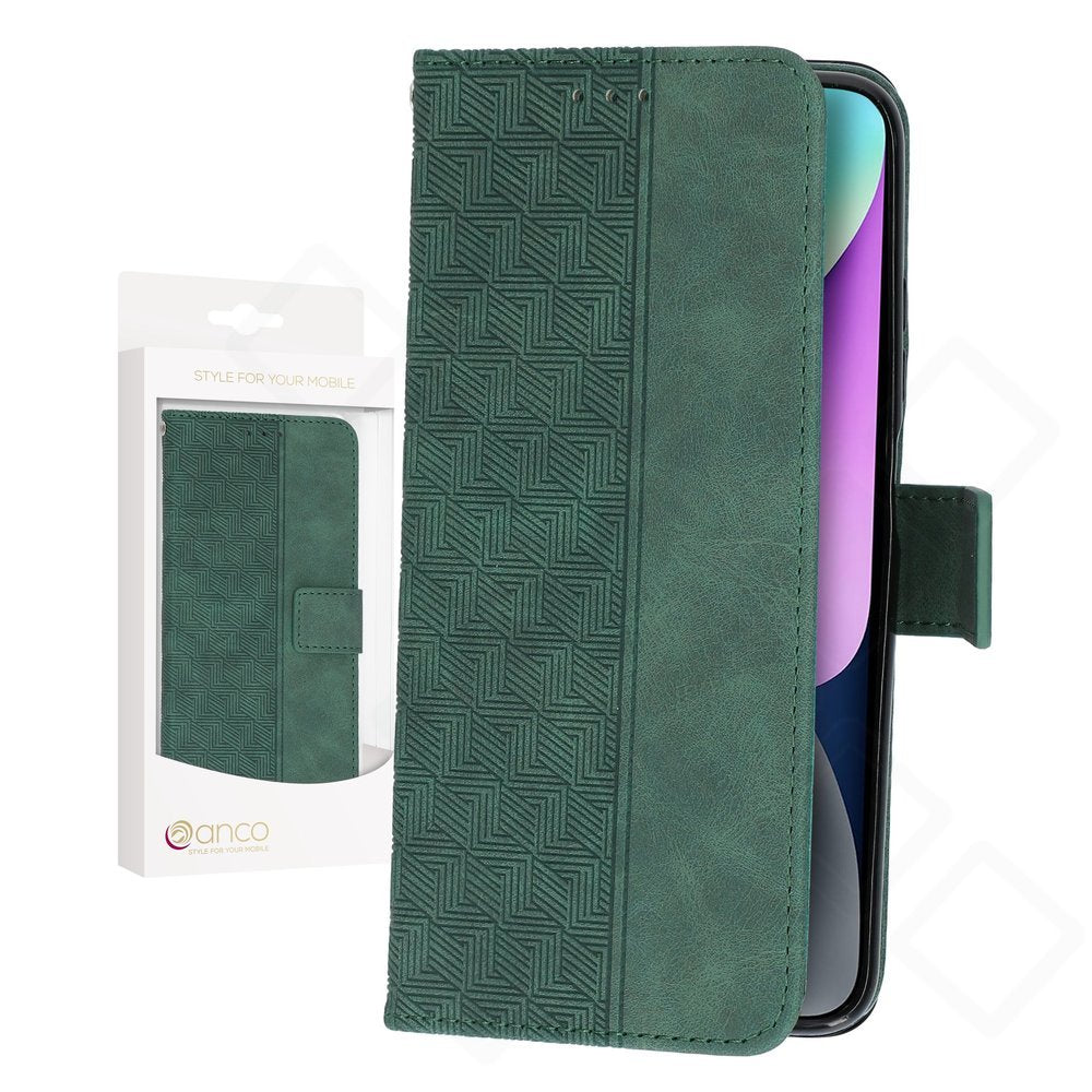 iPhone 14 Plus Hülle Bookcase – anco Geometric | PU-Leder, Kartenfach, 3 Farben