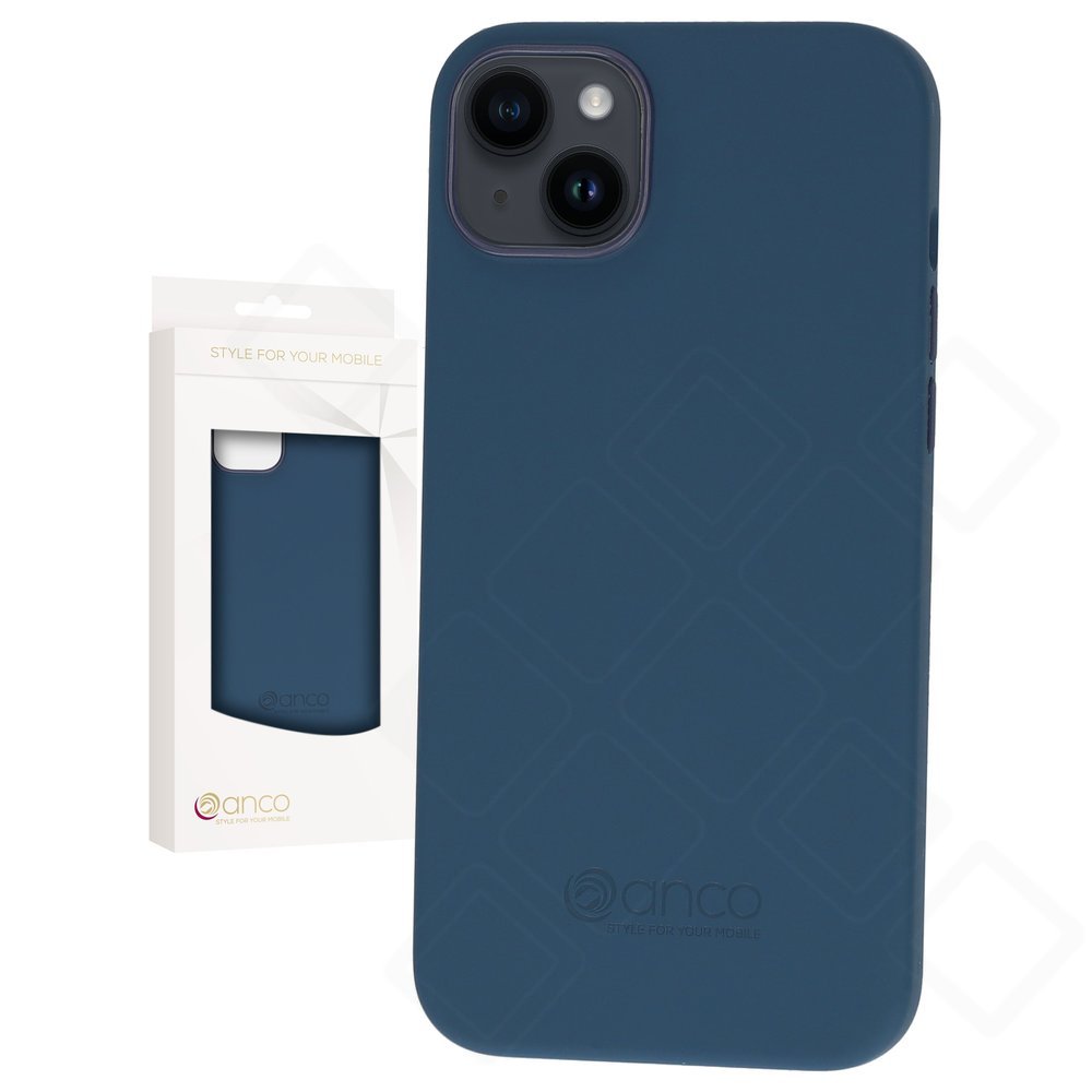 iPhone 14 Plus Hülle Silikon – anco Liquid Silicone Case | Schwarz / Dark Blue