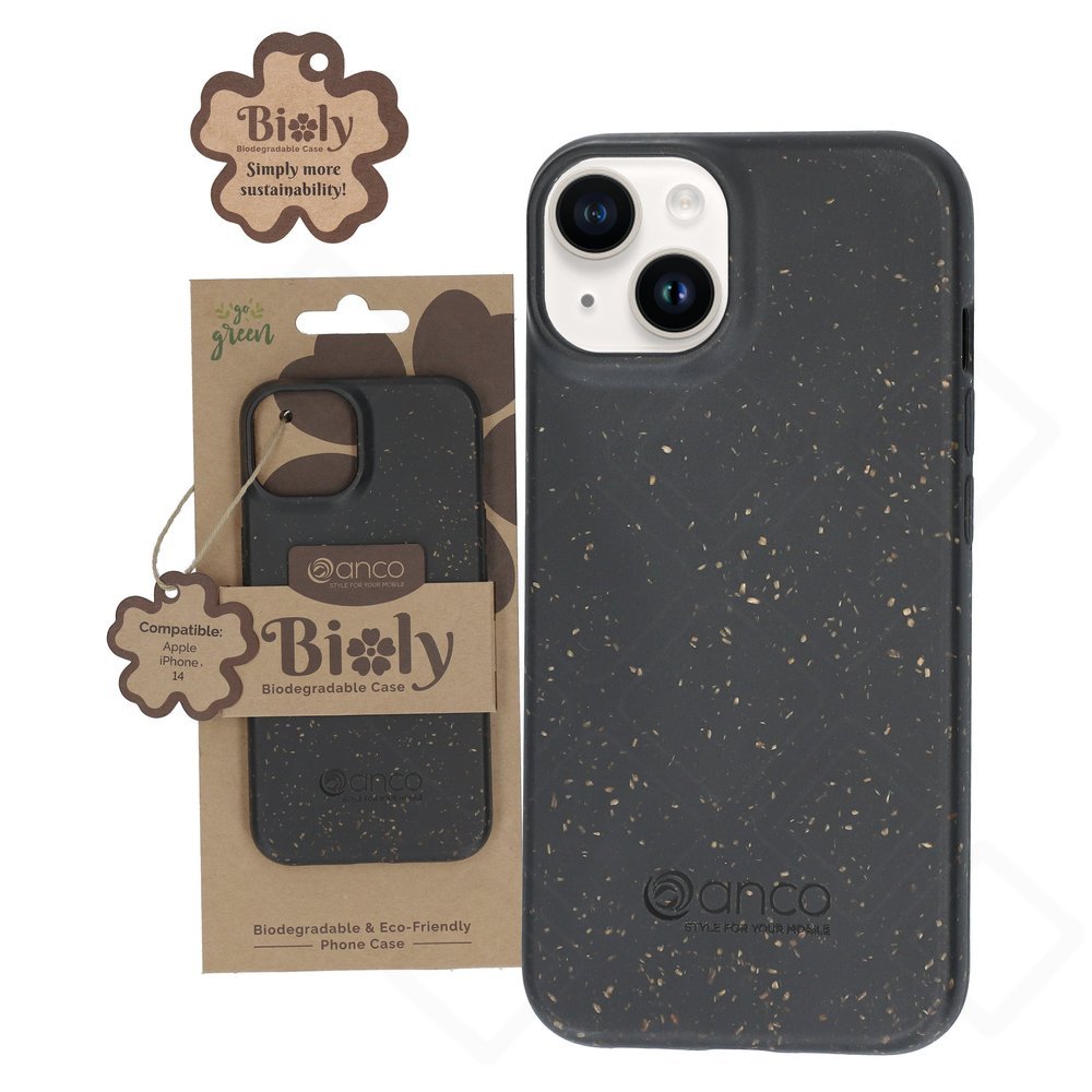 anco Bioly Case Apple iPhone 14 Hülle Bio Handyhülle Schwarz Nachhaltig