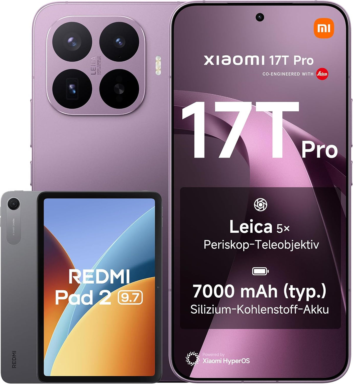 XIAOMI 17T 12+256G Violet Bundle Redmi Pad 2 9.7 4+64GB Gray