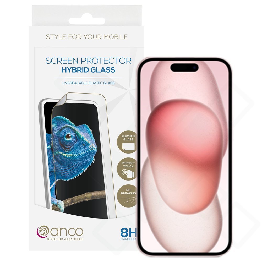 anco Hybrid Glass für iPhone 15 – Flexibles Schutzglas 0,19 mm
