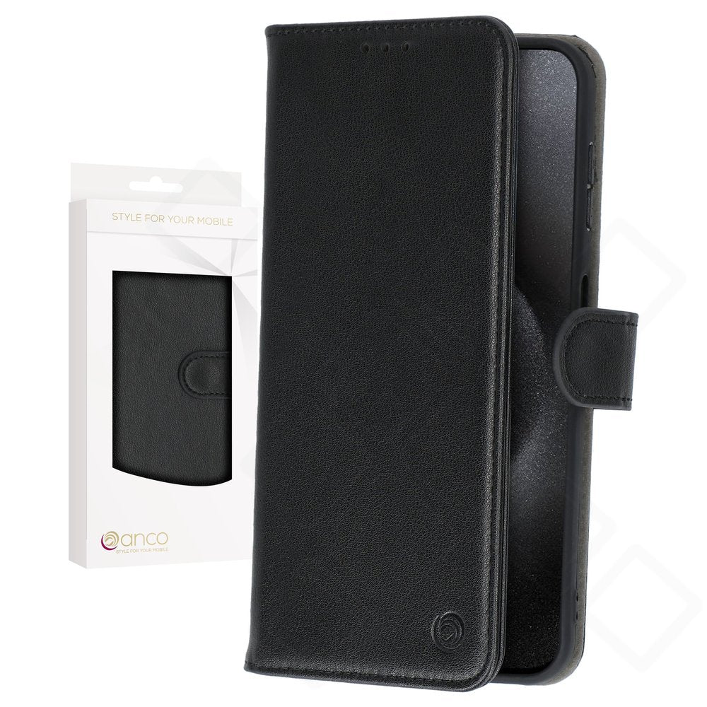 anco Basic Bookcase für Apple iPhone 15 Pro Max – PU Leder Hülle mit Kartenfach