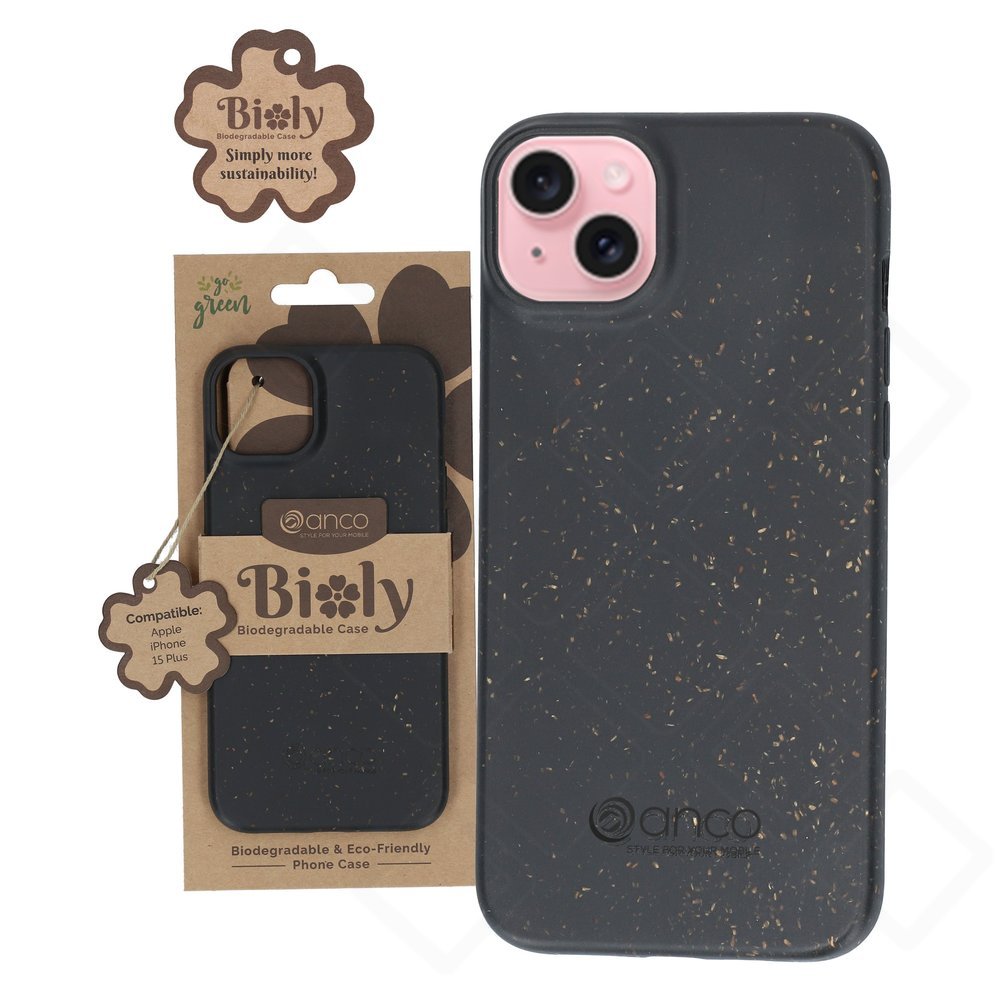anco Bioly Case für Apple iPhone 15 Plus – Nachhaltige Hülle Schwarz