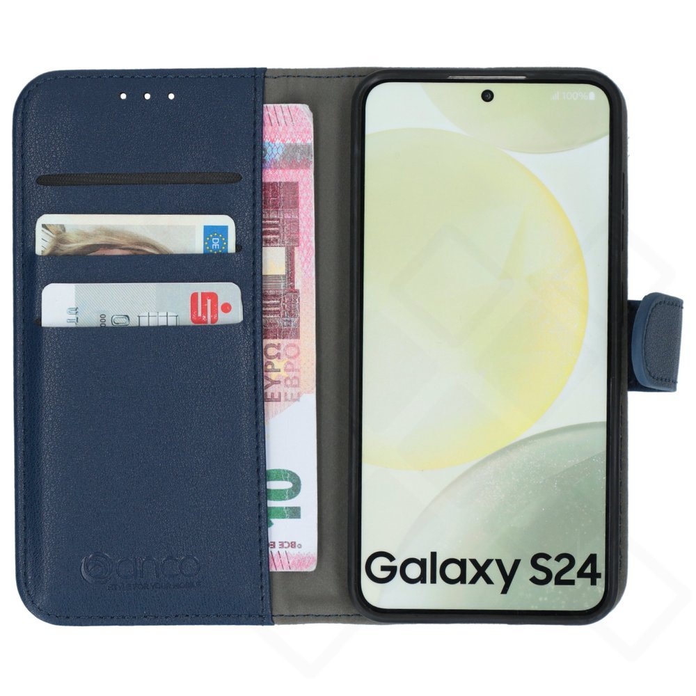 anco Bookcase Hülle für Samsung Galaxy S24 – Blau mit Kartenfach