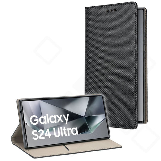 Basic Magnetic Bookcase für Samsung Galaxy S24 Ultra – PU Leder Hülle mit Kartenfach