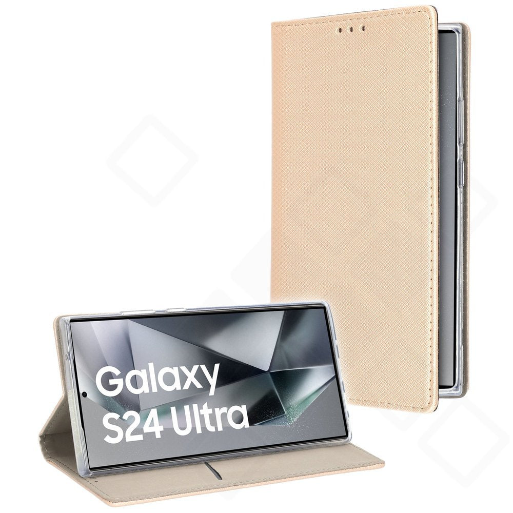 Basic Magnetic Bookcase für Samsung Galaxy S24 Ultra – PU Leder Hülle mit Kartenfach