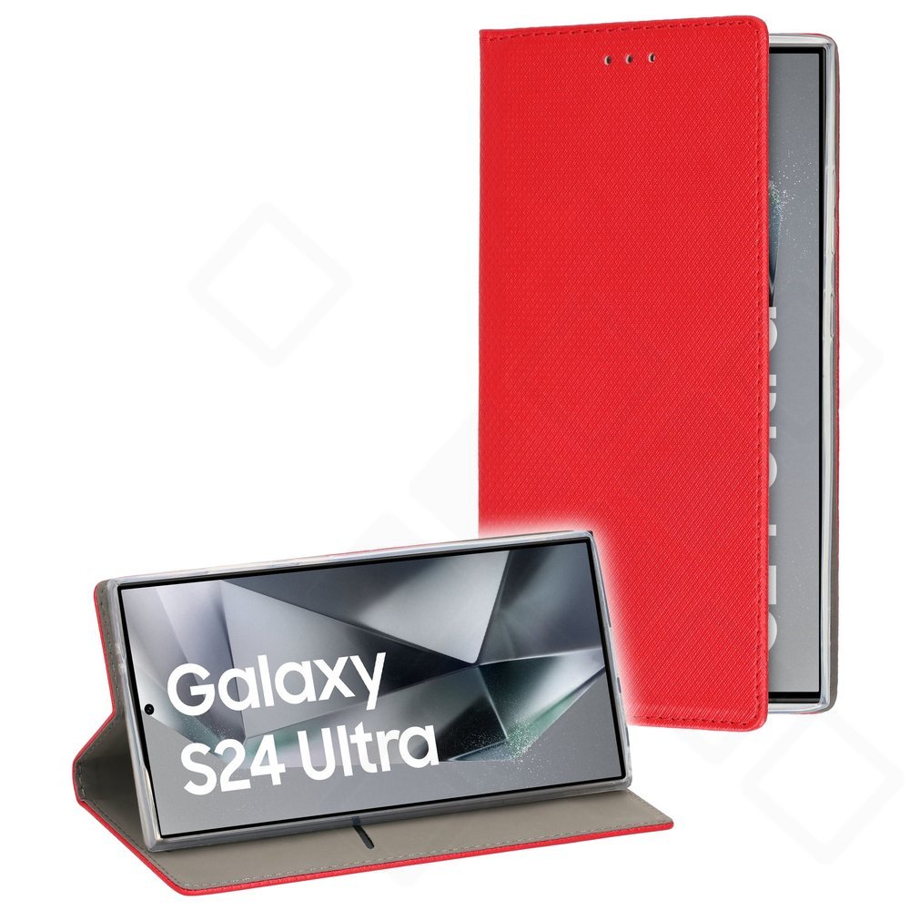 Basic Magnetic Bookcase für Samsung Galaxy S24 Ultra – PU Leder Hülle mit Kartenfach