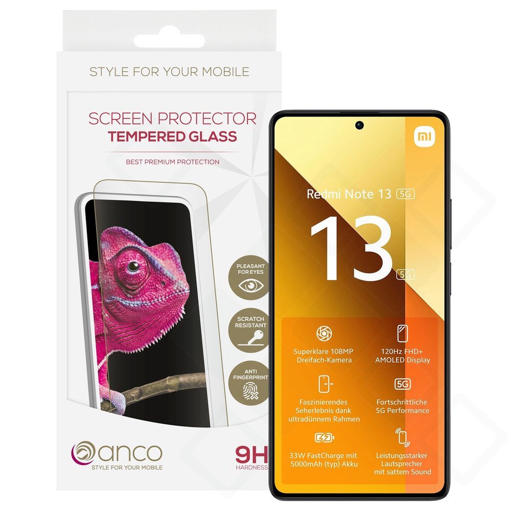 anco Panzerglas Fullscreen für Xiaomi Redmi Note 13 (4G / 5G) – Schwarz