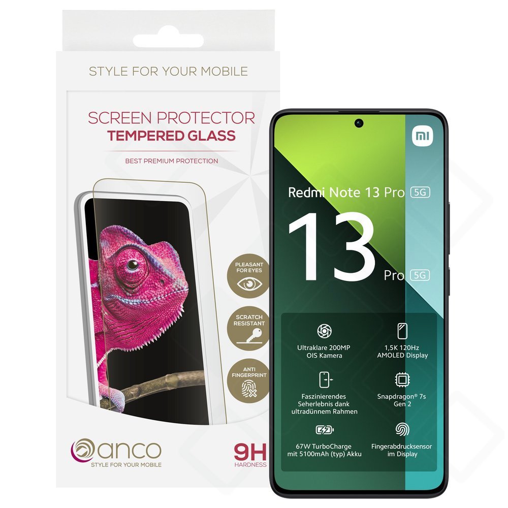 anco Tempered Glass Fullscreen für Xiaomi Redmi Note 13 Pro – Schwarz
