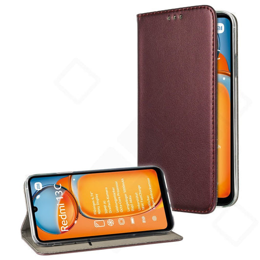 Bookcase Basic Magnetic für Xiaomi Redmi 13C – PU Leder Hülle mit Kartenfach
