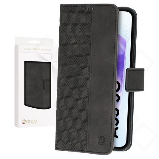 anco Bookcase Geometric für Samsung Galaxy A55 5G – Schwarz mit Kartenfach