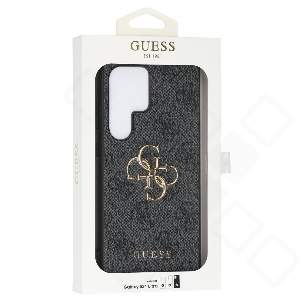 Samsung Galaxy S24 Ultra Hülle | Guess 4G Metal Logo Case PU-Leder Schwarz