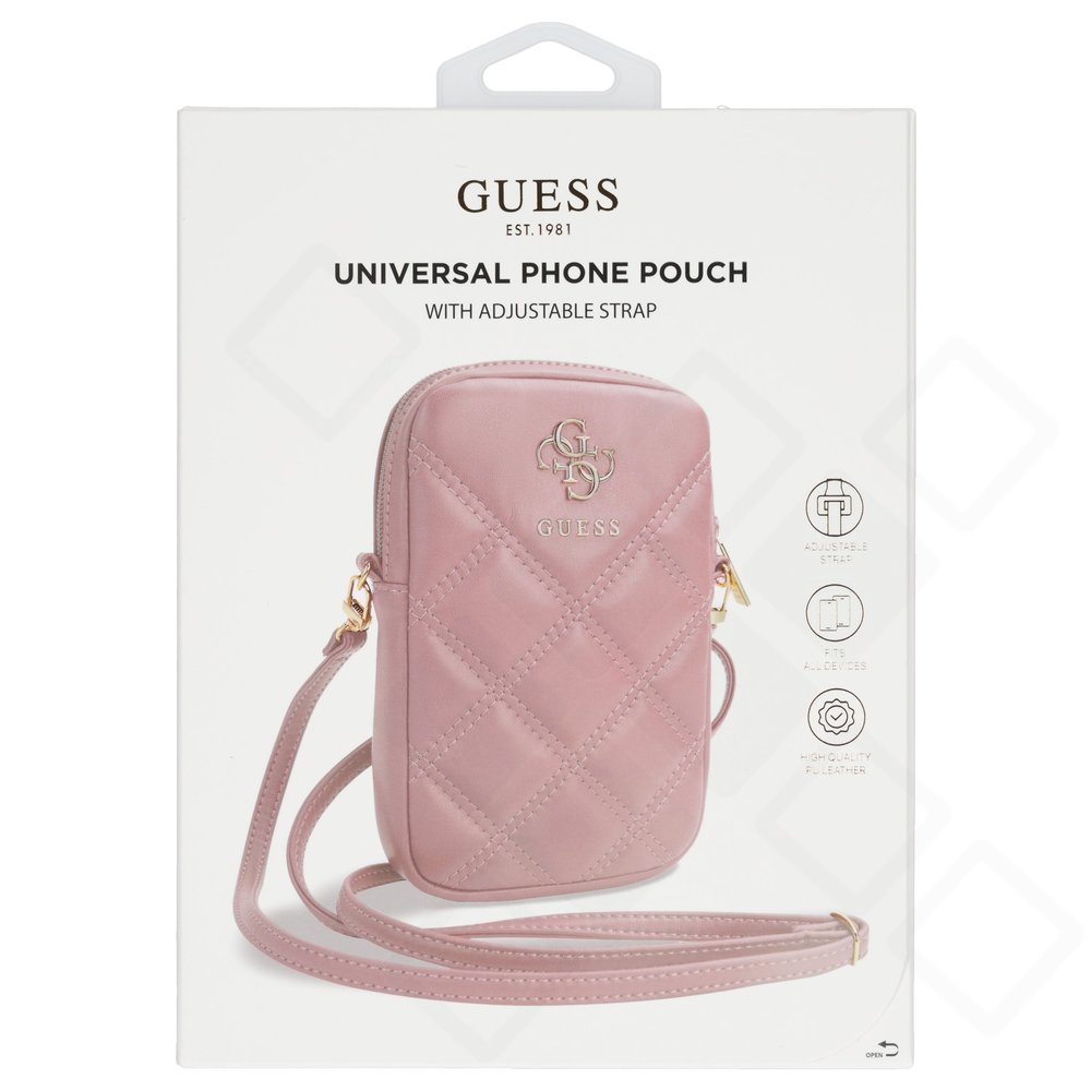 Guess PU Quilted 4G Metal Logo Wallet – Premium Umhängetasche mit Reißverschluss für Smartphone