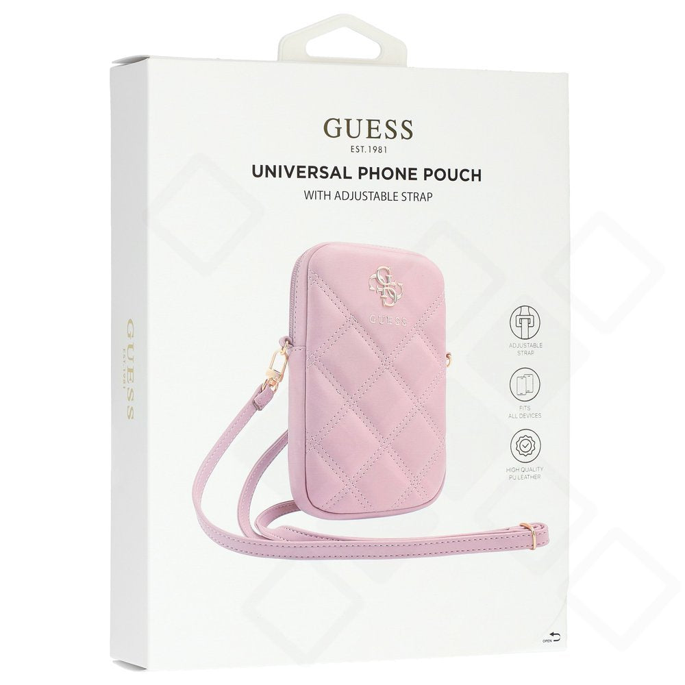 Guess PU Quilted 4G Metal Logo Wallet – Premium Umhängetasche mit Reißverschluss für Smartphone