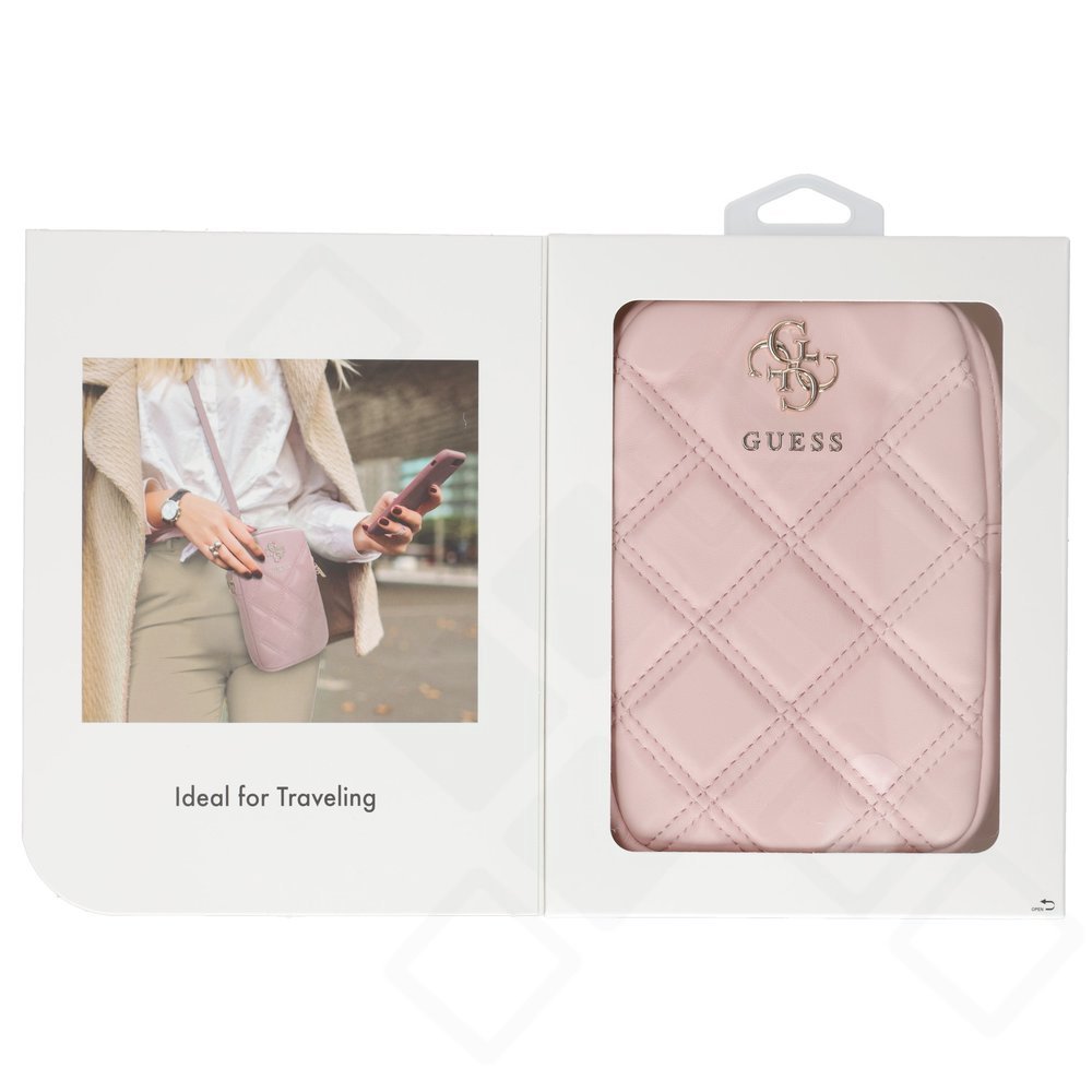 Guess PU Quilted 4G Metal Logo Wallet – Premium Umhängetasche mit Reißverschluss für Smartphone