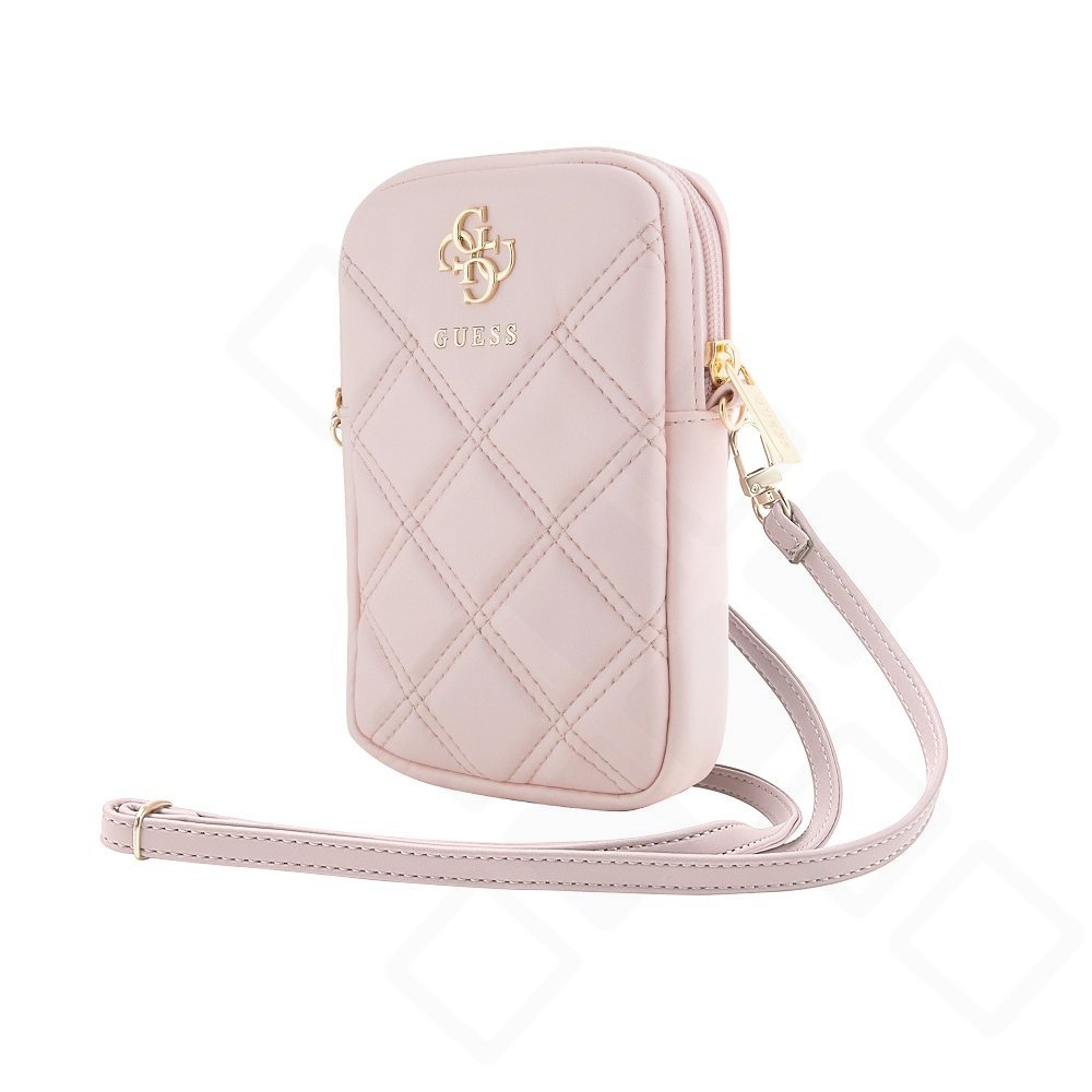 Guess PU Quilted 4G Metal Logo Wallet – Premium Umhängetasche mit Reißverschluss für Smartphone