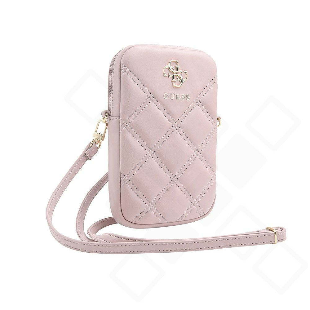 Guess PU Quilted 4G Metal Logo Wallet – Premium Umhängetasche mit Reißverschluss für Smartphone