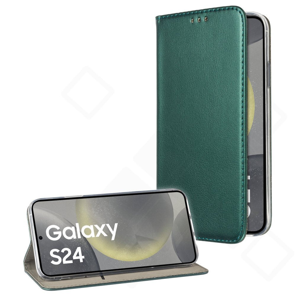 Basic Bookcase Magnetic für Samsung Galaxy S24 – PU Leder Hülle mit Kartenfach