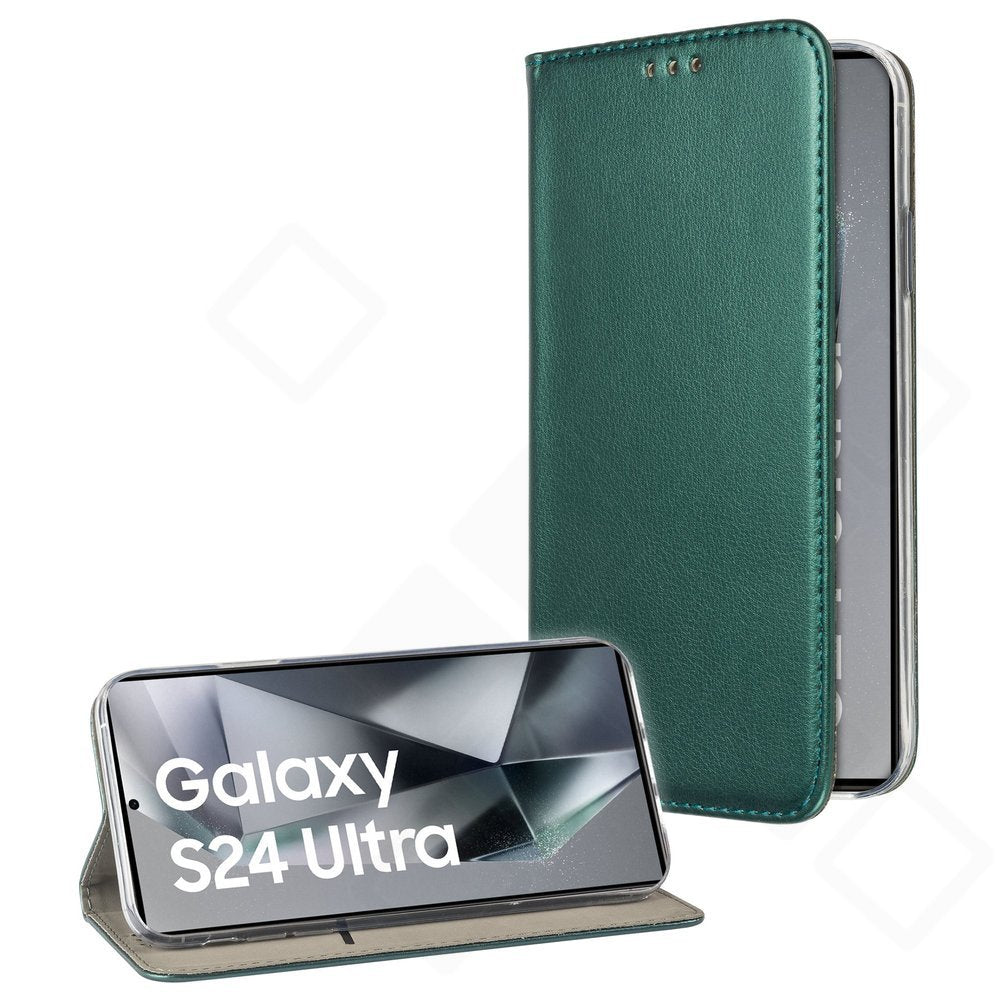 Basic Magnetic Bookcase für Samsung Galaxy S24 Ultra – PU Leder Hülle mit Kartenfach