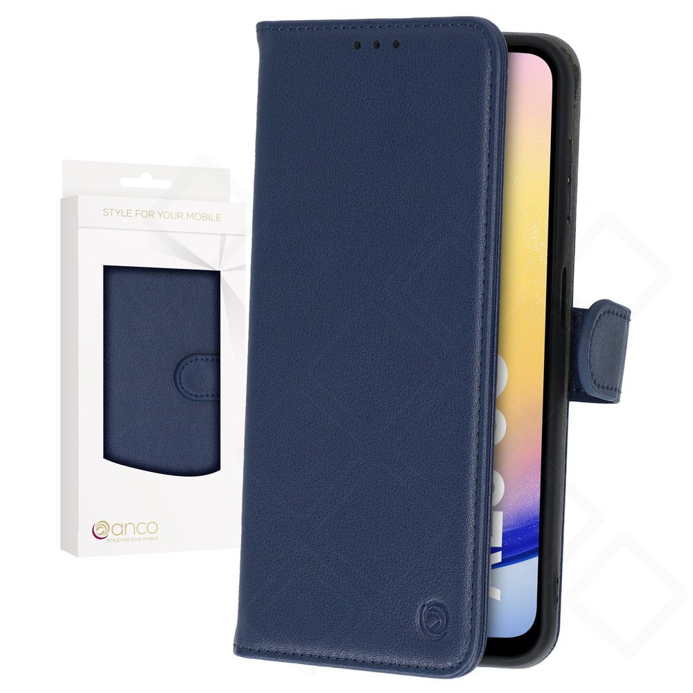 anco Basic Bookcase für Samsung Galaxy A25 5G – Handyhülle Klapphülle PU-Leder Blau