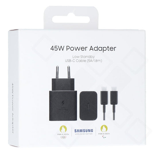 Samsung 45W Schnellladegerät EP-T4511XBEGEU mit USB-C Kabel 1,8m – Original Wall Charger
