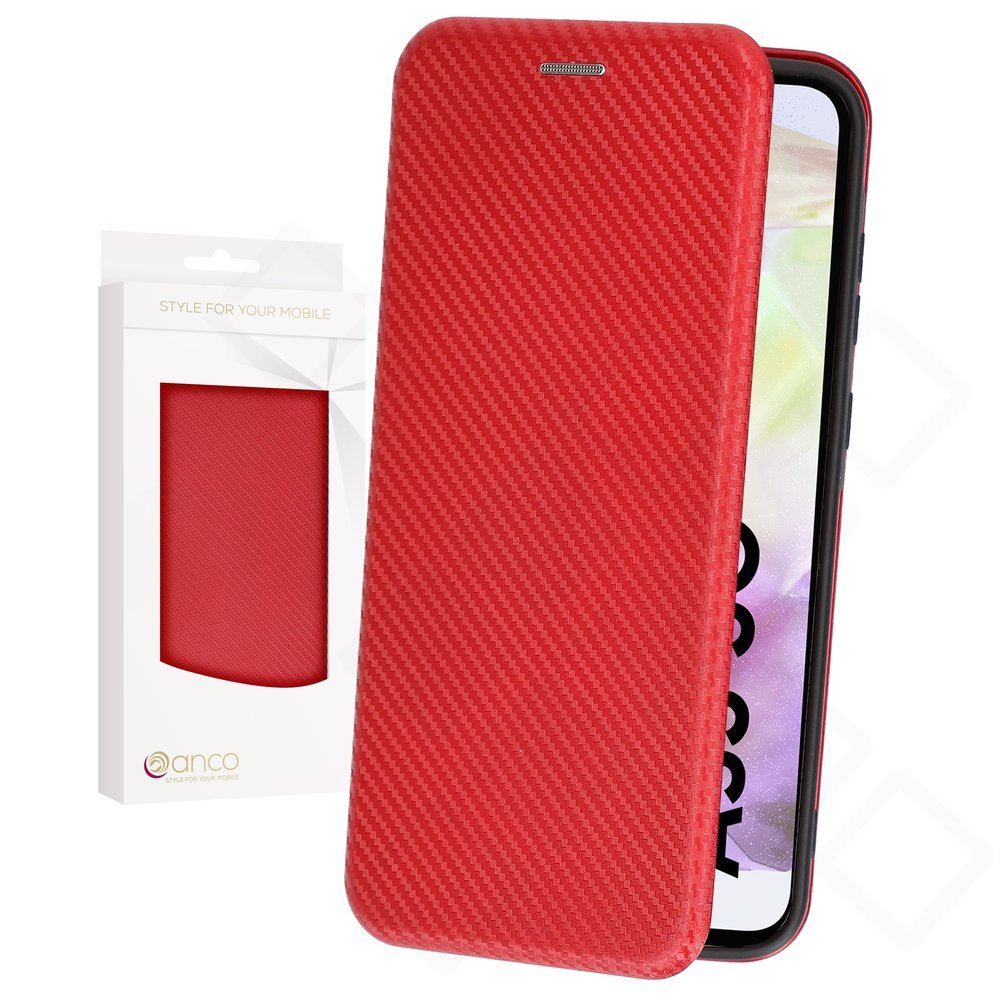 anco Bookcase Carbon Optic für Samsung Galaxy A35 5G – Hülle mit Kartenfach