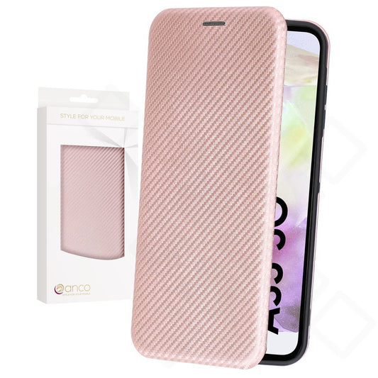 anco Bookcase Carbon Optic für Samsung Galaxy A35 5G – Hülle mit Kartenfach