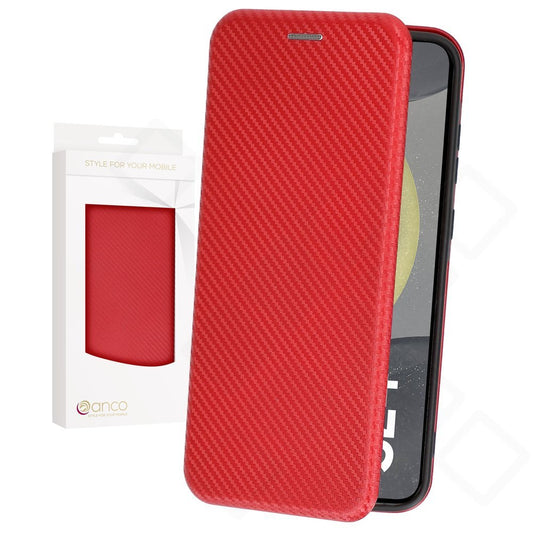 anco Bookcase Carbon Optic für Samsung Galaxy S24 – Wallet Hülle mit Kartenfach