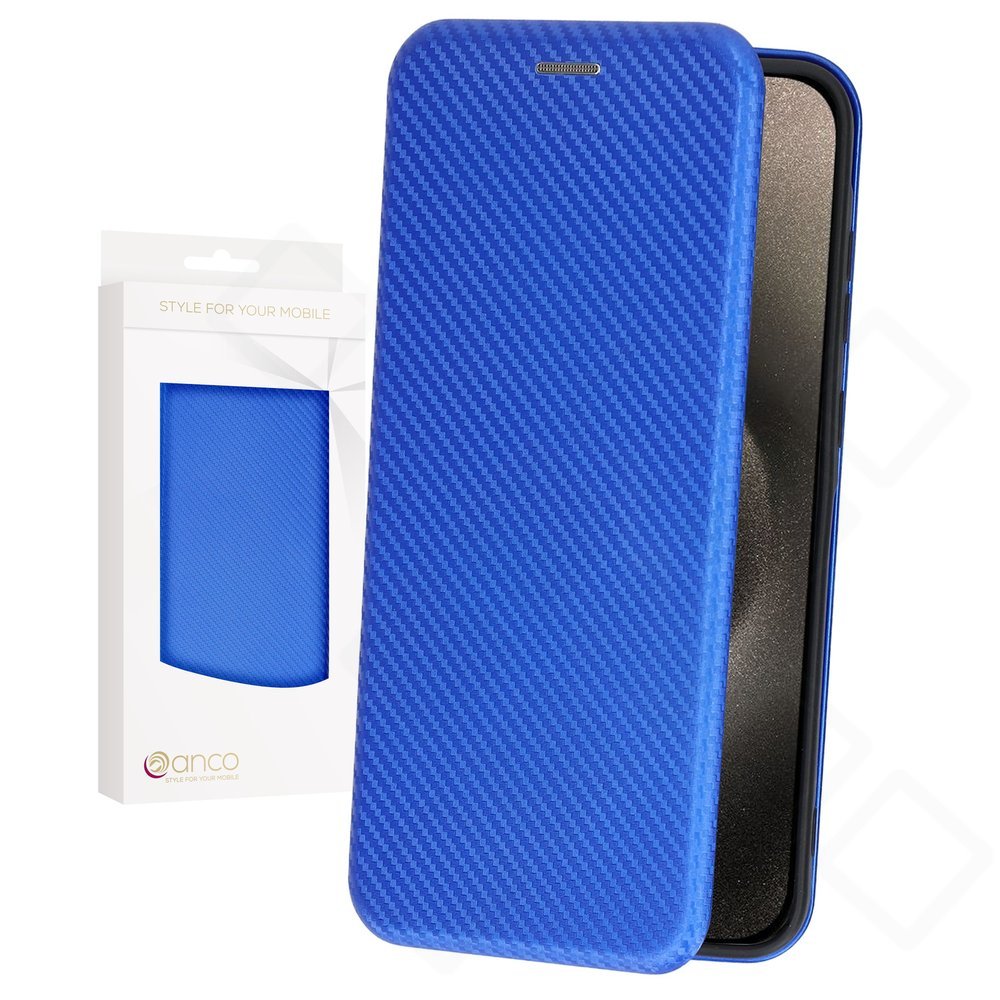 anco Bookcase Carbon Optic für Apple iPhone 15 Pro – Hülle mit Kartenfach
