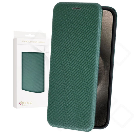 anco Bookcase Carbon Optic iPhone 15 Pro – Hülle mit Kartenfach