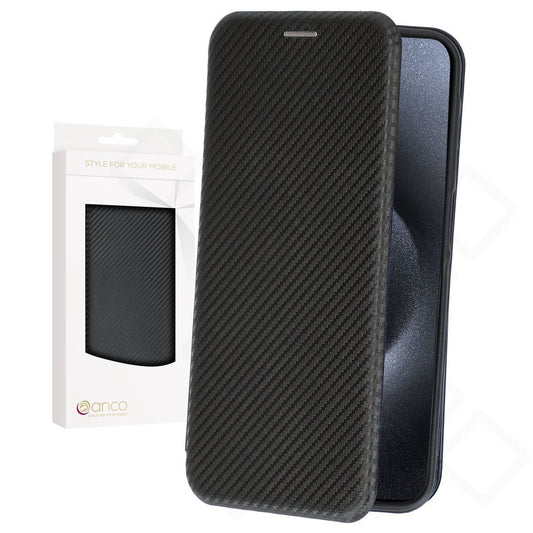 anco Bookcase Carbon Optic für Apple iPhone 15 Pro Max – Wallet Hülle