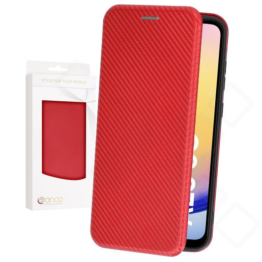 anco Bookcase Carbon Optic für Samsung Galaxy A25 5G – Hülle mit Kartenfach