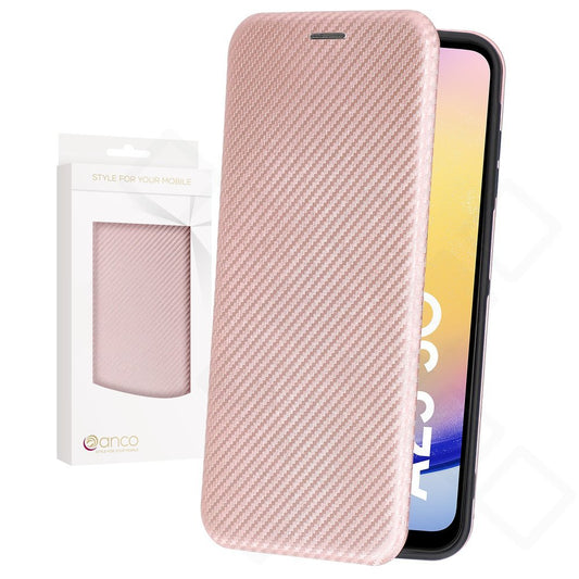 anco Bookcase Carbon Optic für Samsung Galaxy A25 5G – Hülle mit Kartenfach