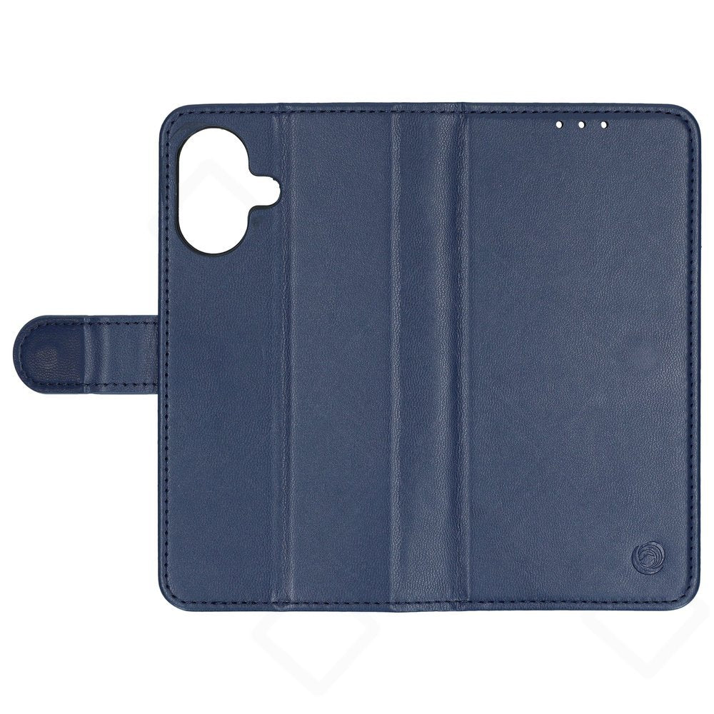 anco Basic Bookcase für iPhone 16 – blaue Hülle mit Karten- und Geldscheinfach