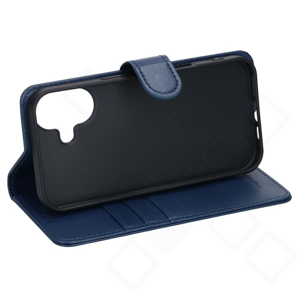 anco Basic Bookcase für iPhone 16 – blaue Hülle mit Karten- und Geldscheinfach