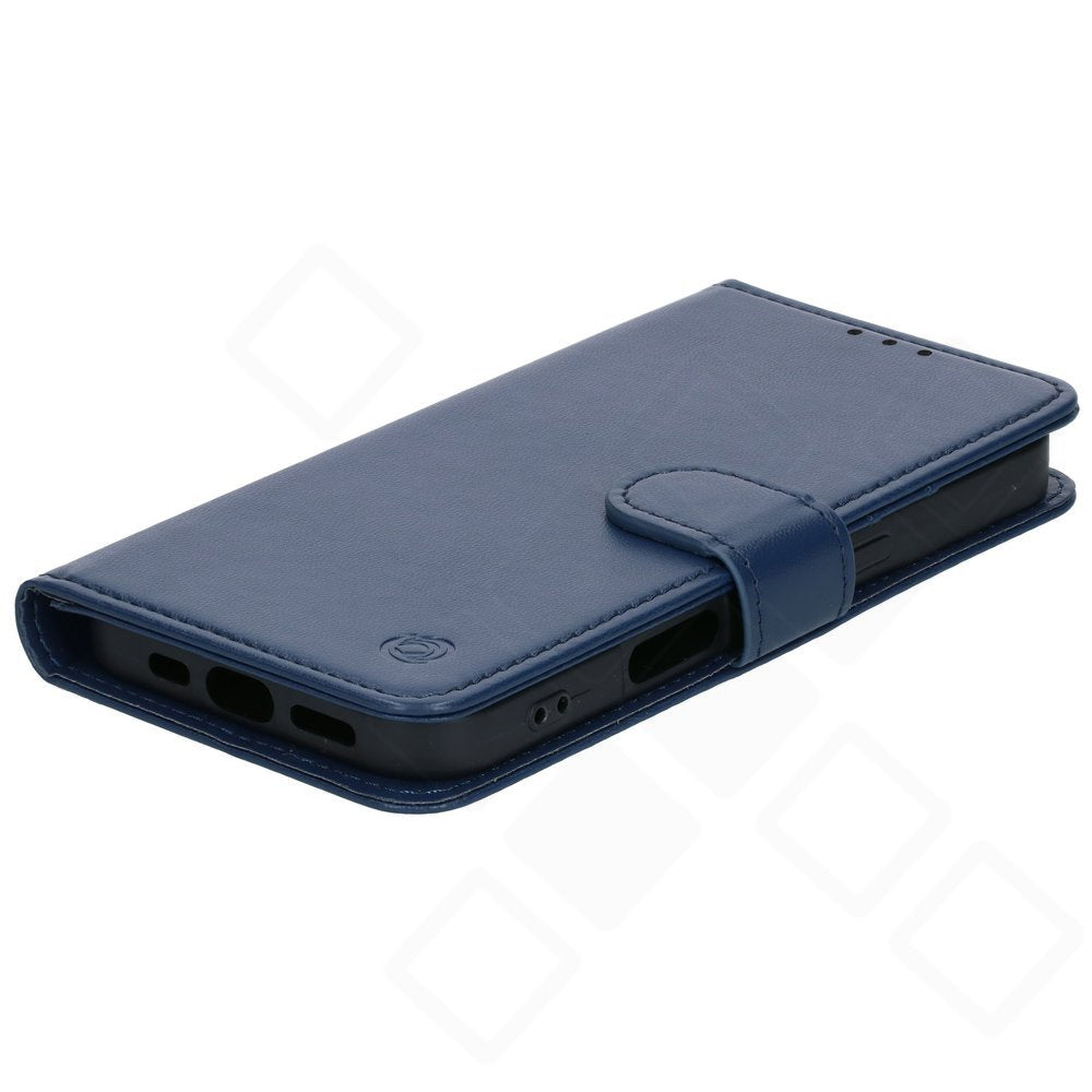 anco Basic Bookcase für iPhone 16 – blaue Hülle mit Karten- und Geldscheinfach