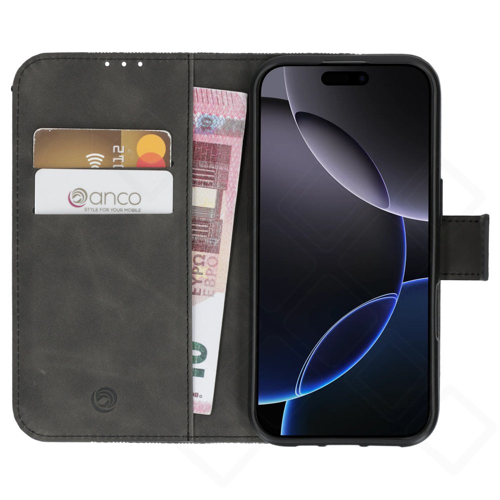 anco Bookcase Geometric für Apple iPhone 16 Pro – Schwarz