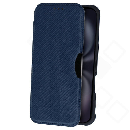 anco Bookcase Carbon Look für Apple iPhone 16 – Hülle mit Kartenfach