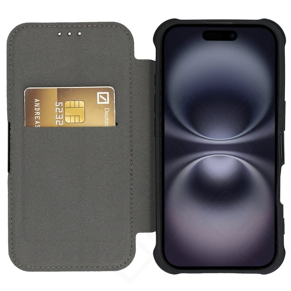 anco Bookcase Carbon Look für Apple iPhone 16 – Schwarz