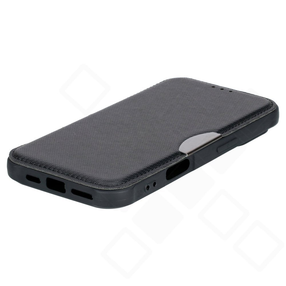anco Bookcase Carbon Look für iPhone 16 Pro – Hülle mit Kartenfach