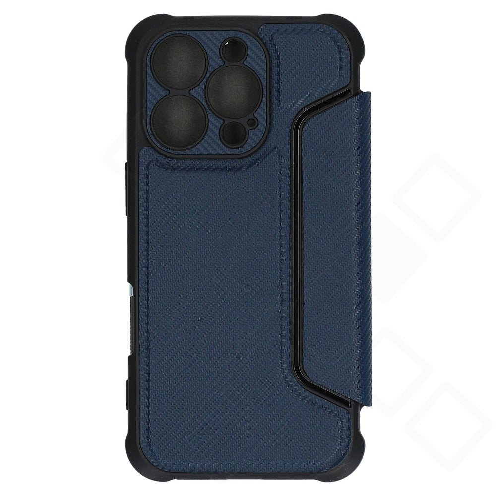 anco Bookcase Carbon Look für iPhone 16 Pro – Hülle mit Kartenfach