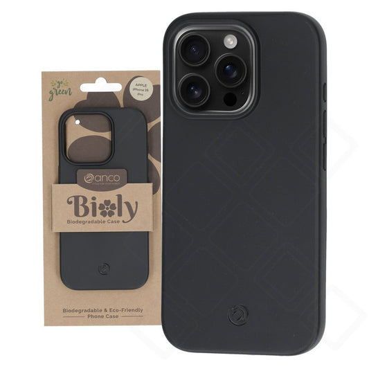 anco Bioly Case für iPhone 16 Pro – Schwarze Bio Hülle
