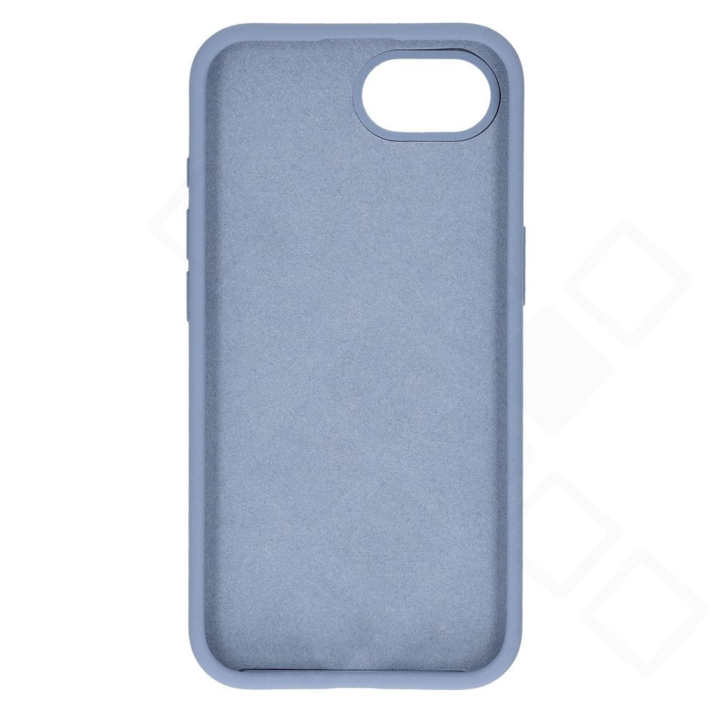 Blaues anco Liquid Silicone Case für iPhone 16e und 17e – Rückansicht