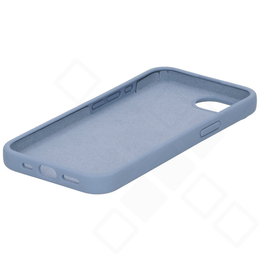 Blaues anco Liquid Silicone Case für iPhone 16e und 17e – Seitenansicht