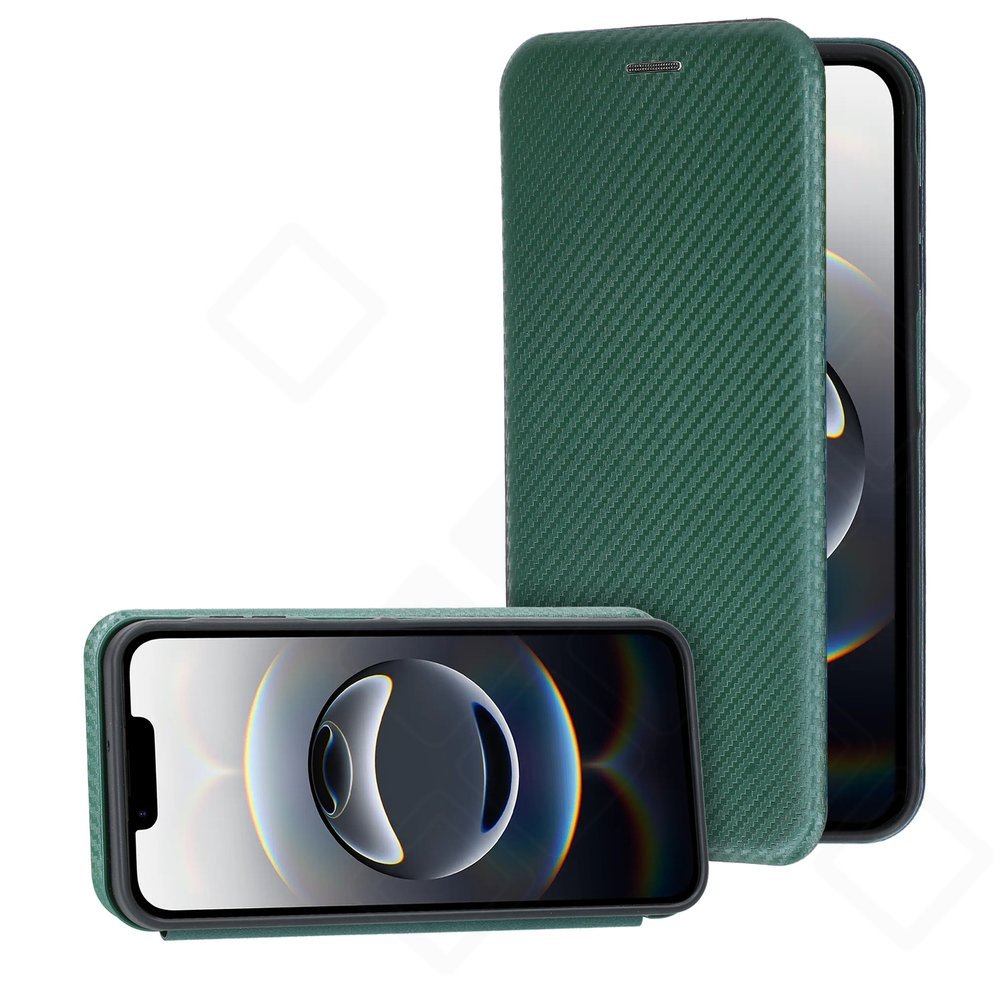 Apple iPhone 16e / 17e Bookcase Carbon Optic Handyhülle mit Kartenfach