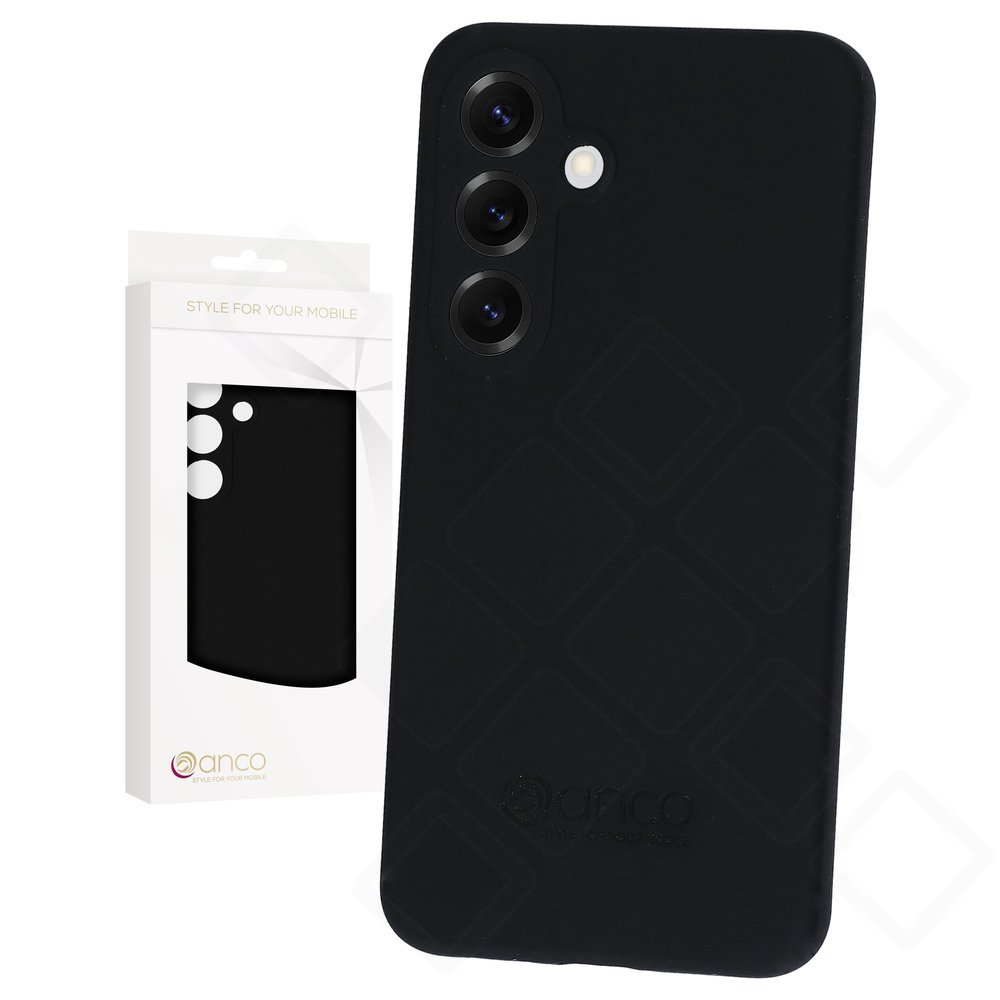 anco Liquid Silicone Case – Ultra-dünne Silikon-Schutzhülle mit Mikrofaser-Innenfutter für Samsung Galaxy S25+ (S936B) (Schwarz)